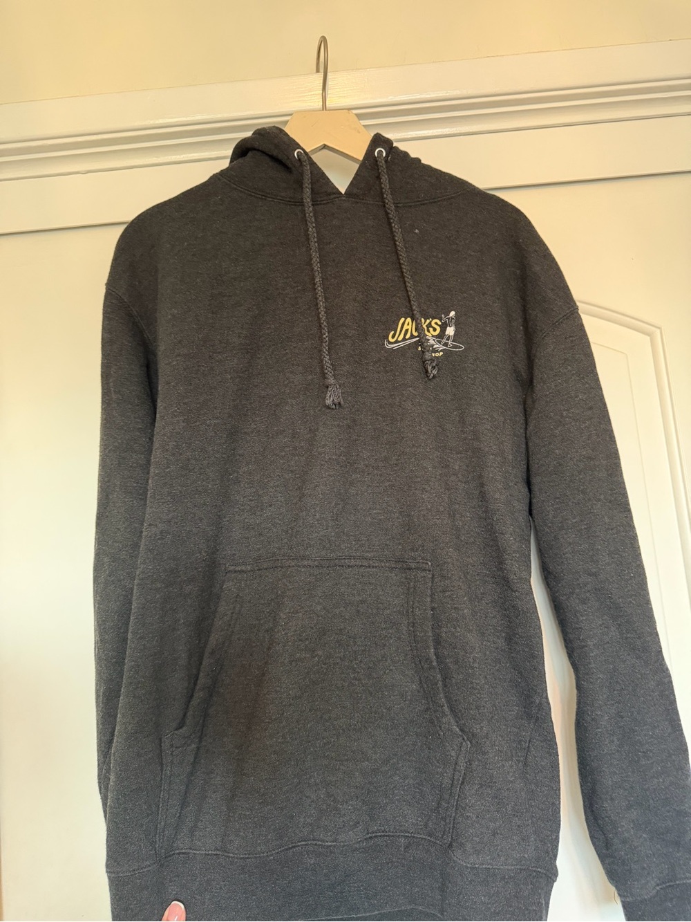 Jack's Charcoal Gray Pullover Hoodie with Small Chest Logo